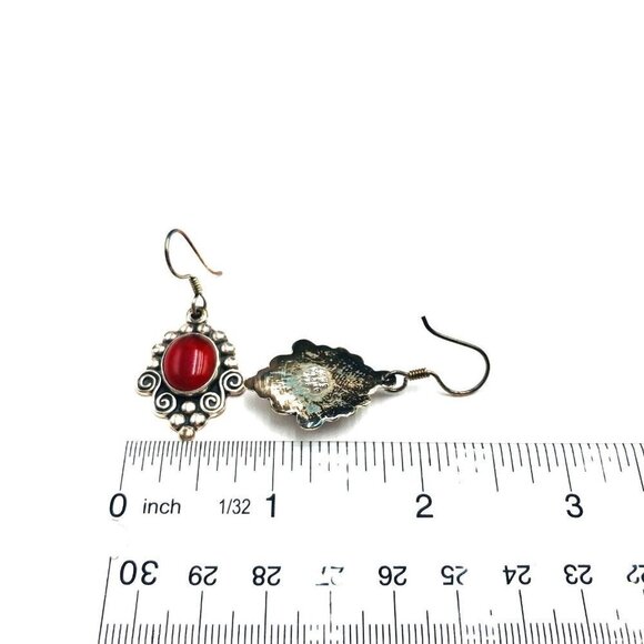 Mark Wasserman Samara Mexico Red Carnelian Sterling Silver Pierced Earrings - Picture 3 of 3